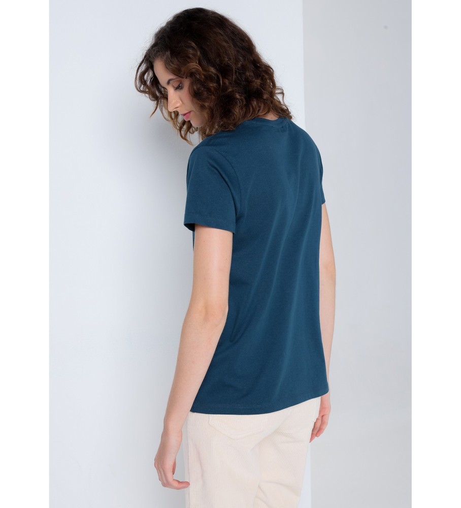 Camiseta Lois de manga curta com estampa em relevo azul