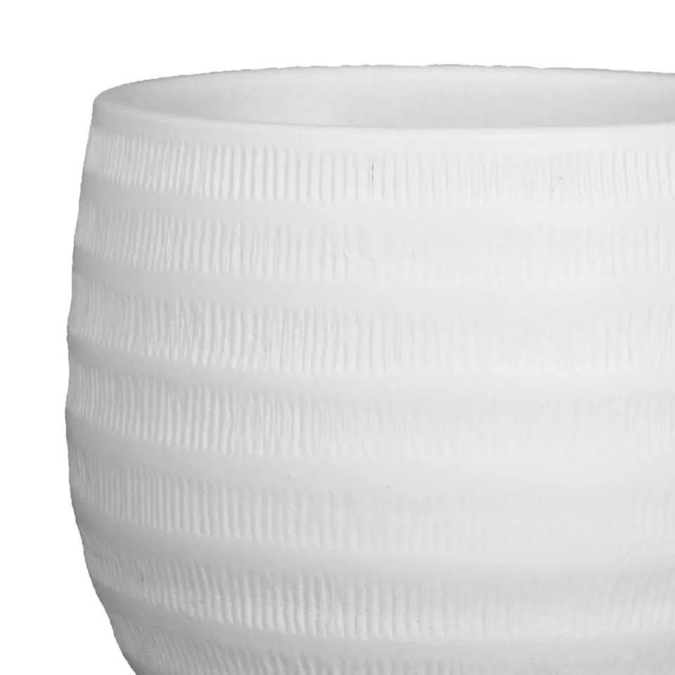 Floran Bloempot - wit - mat - relief - keramiek - 17 x 14 cm