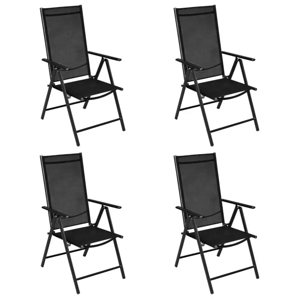 vidaXL - Zwart Tuinset - 4 verstelbaar stoelen - Aluminium - ø 80 cm - 5 stuks