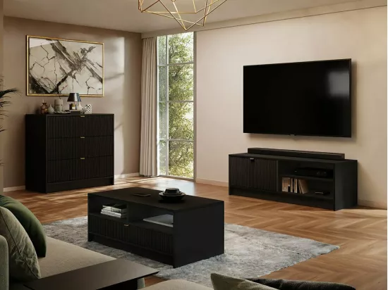 Commode Comfivo Larmire 102, Noir, Avec tiroirs, 75x80x40cm