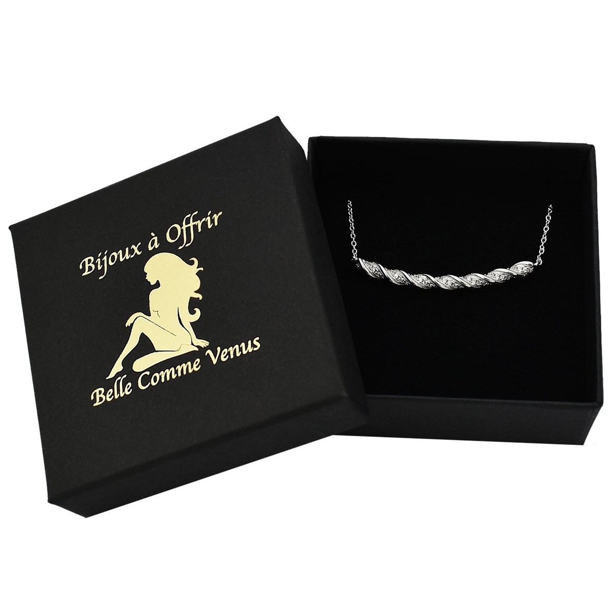 Collier torsade d'oxyde de zirconium Argent 925 Rhodié