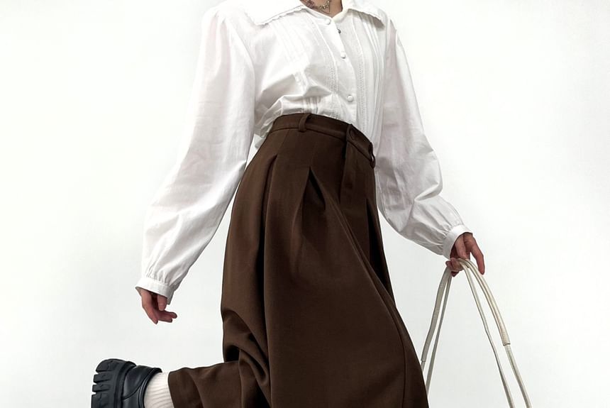 OUREA - Hoge taille geplooide maxi A-lijn rok
