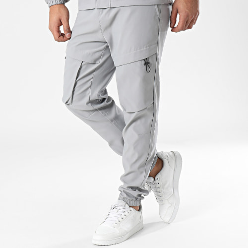 Ensemble Veste Zippée Et Pantalon Cargo Noir Gris
