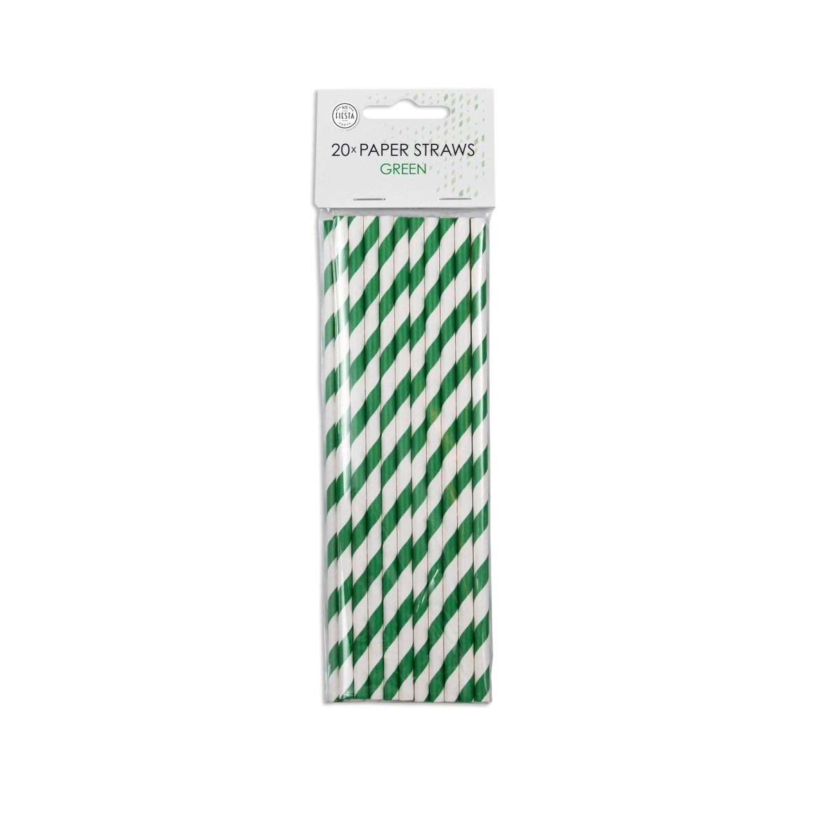 Papieren Rietjes Groen Gestreept 19,7cm 20st