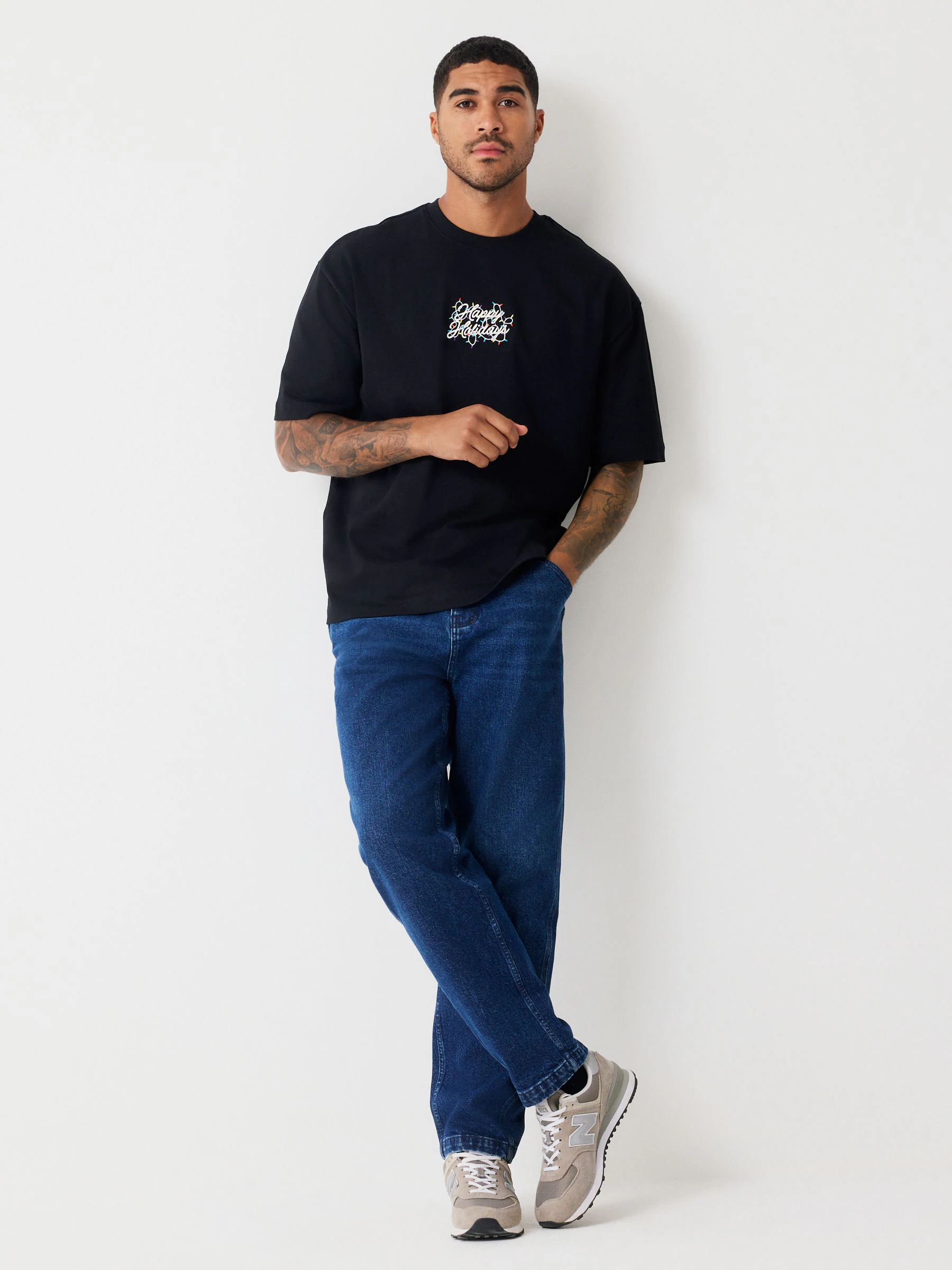 Zwart met tekst - Relaxed fit - Kerst T-shirt