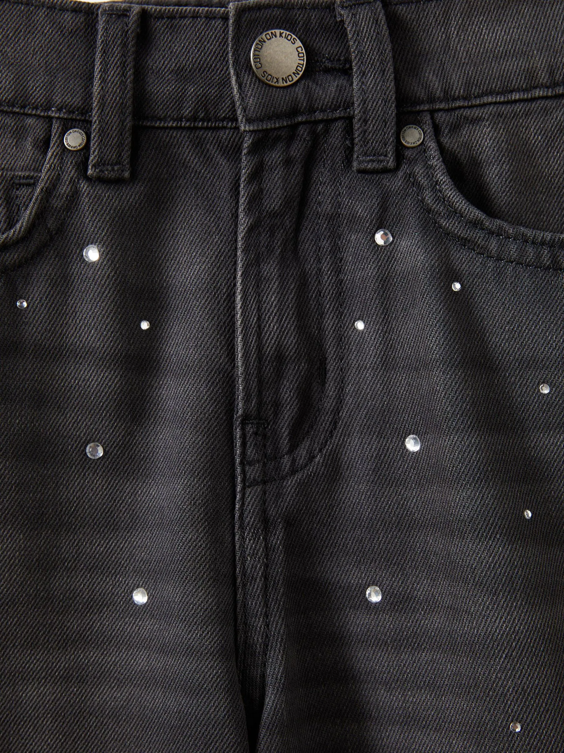 Cotton On Embellished Super Wide Denim Jeans
