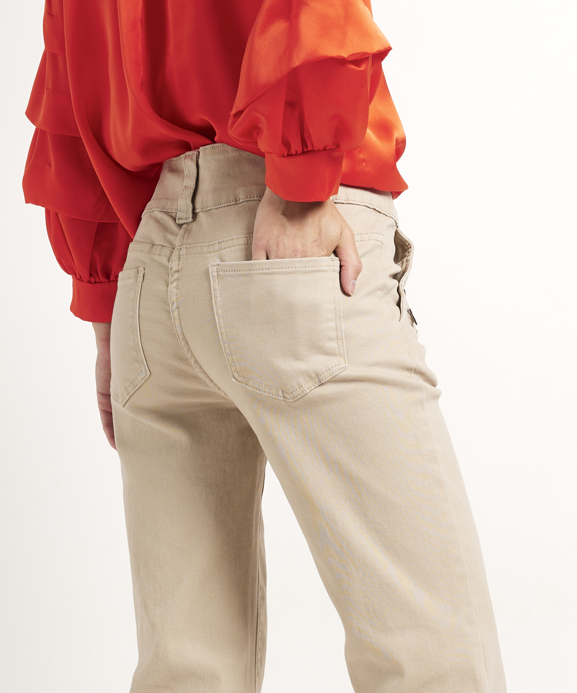 wide flared fit broek stretch twill