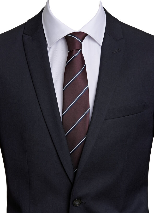 Lindbergh Polyester tie with stripe 7 cm Bordeaux