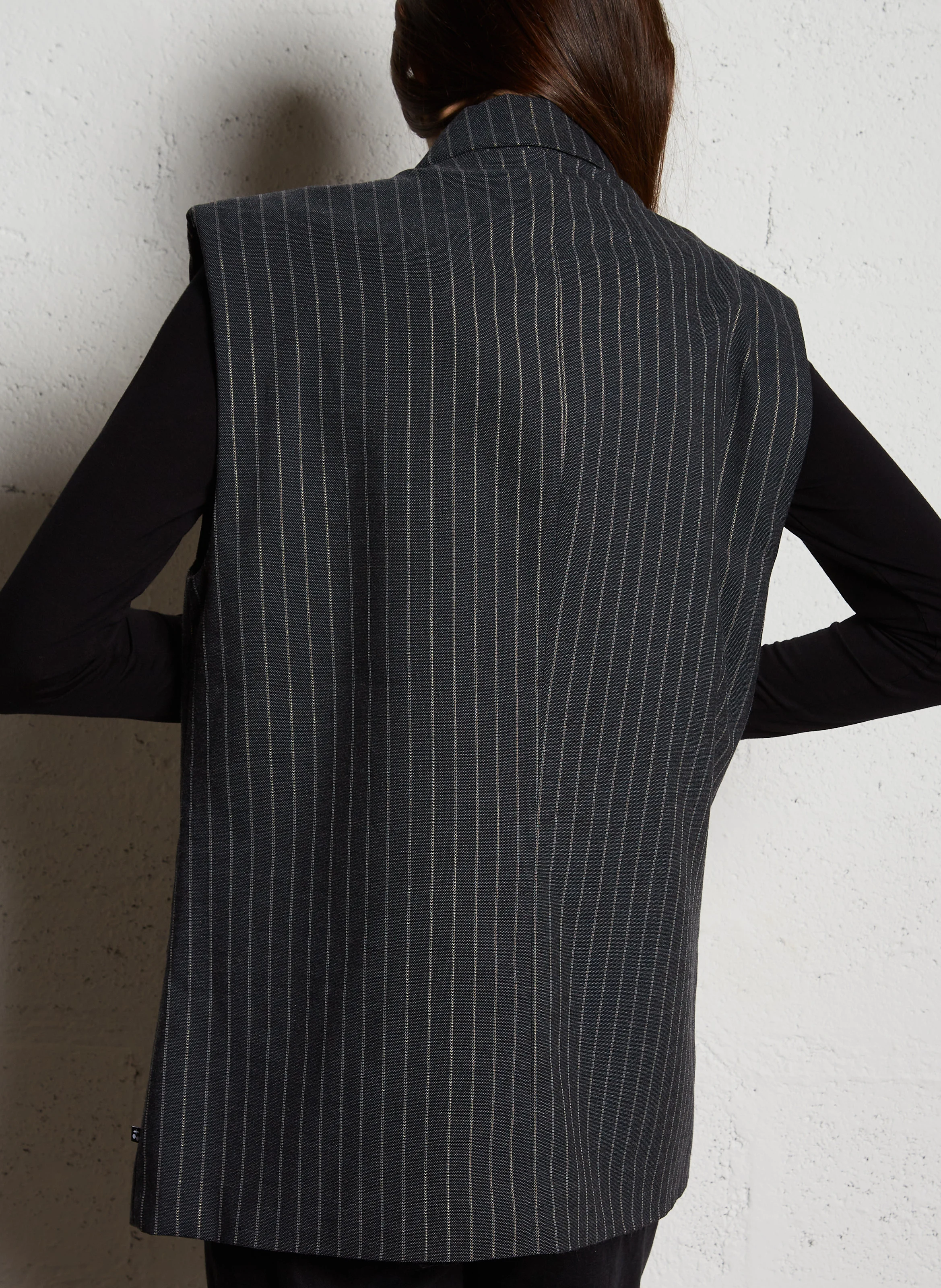 TILLIN - Veste ample sans manches rayée | Gris