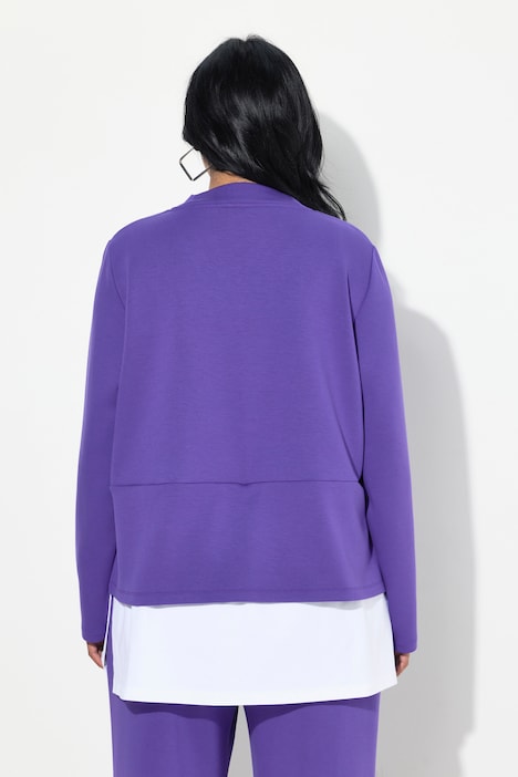 Sweatshirt, Bluseneinsatz, V-Ausschnitt, Langarm