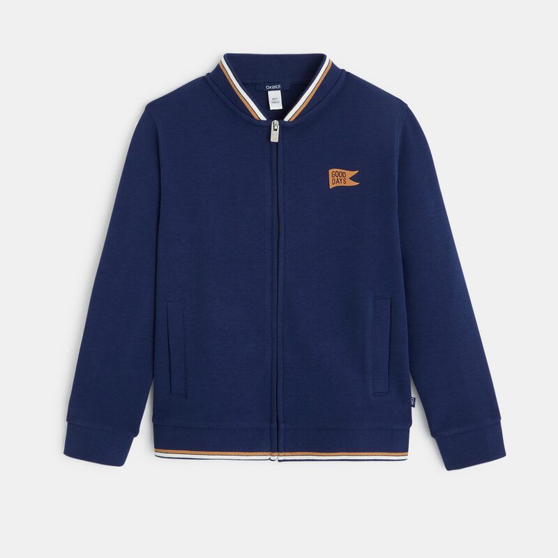 Sweat-shirt zippé façon teddy bleu garçon