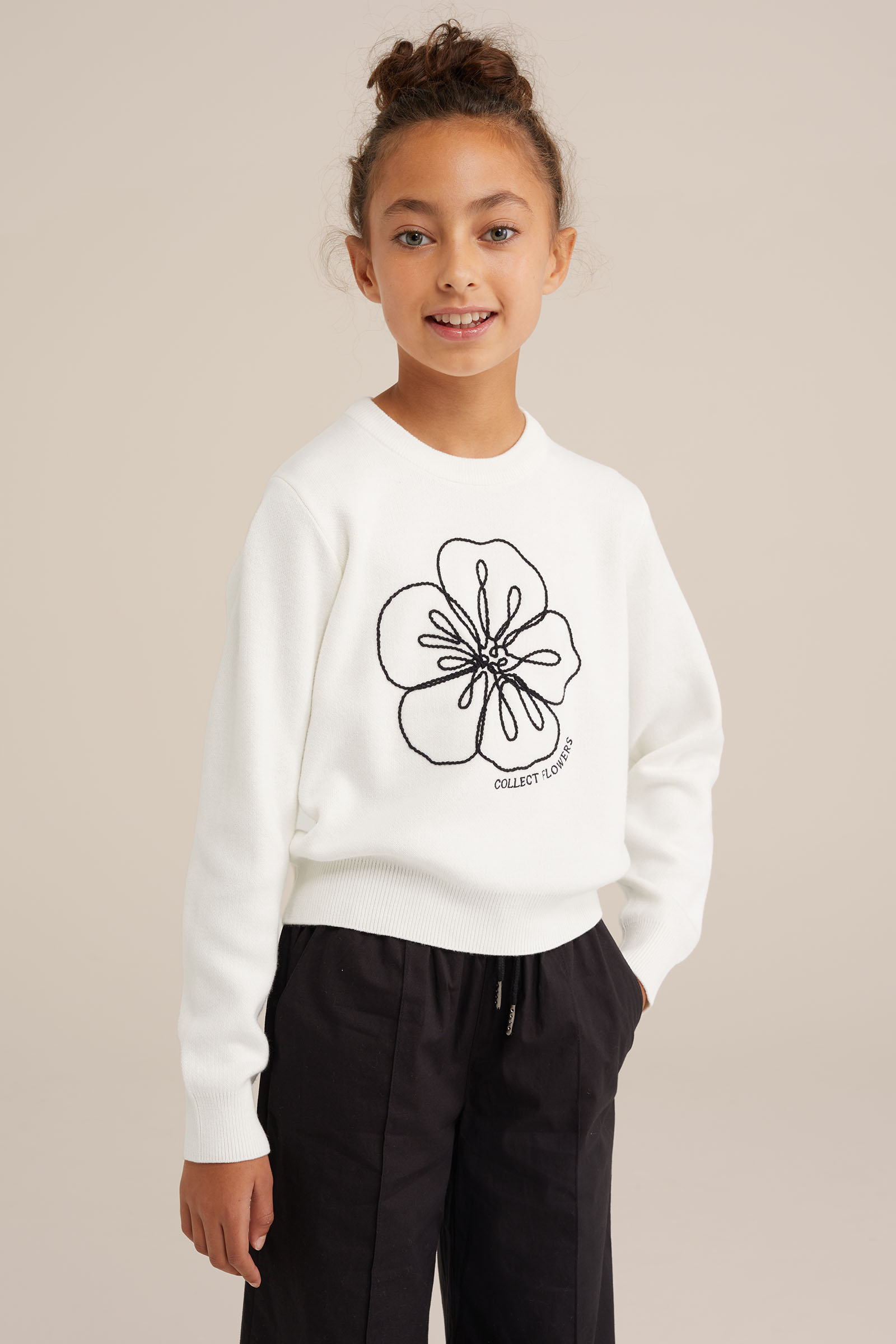 Meisjes trui met embroidery WE Fashion Wit