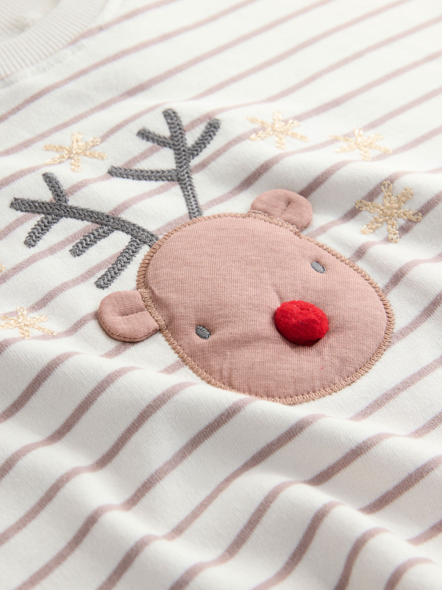 Naturel met rendier - Set met top met lange mouwen en uitlopende broek (3mnd -7jr)
