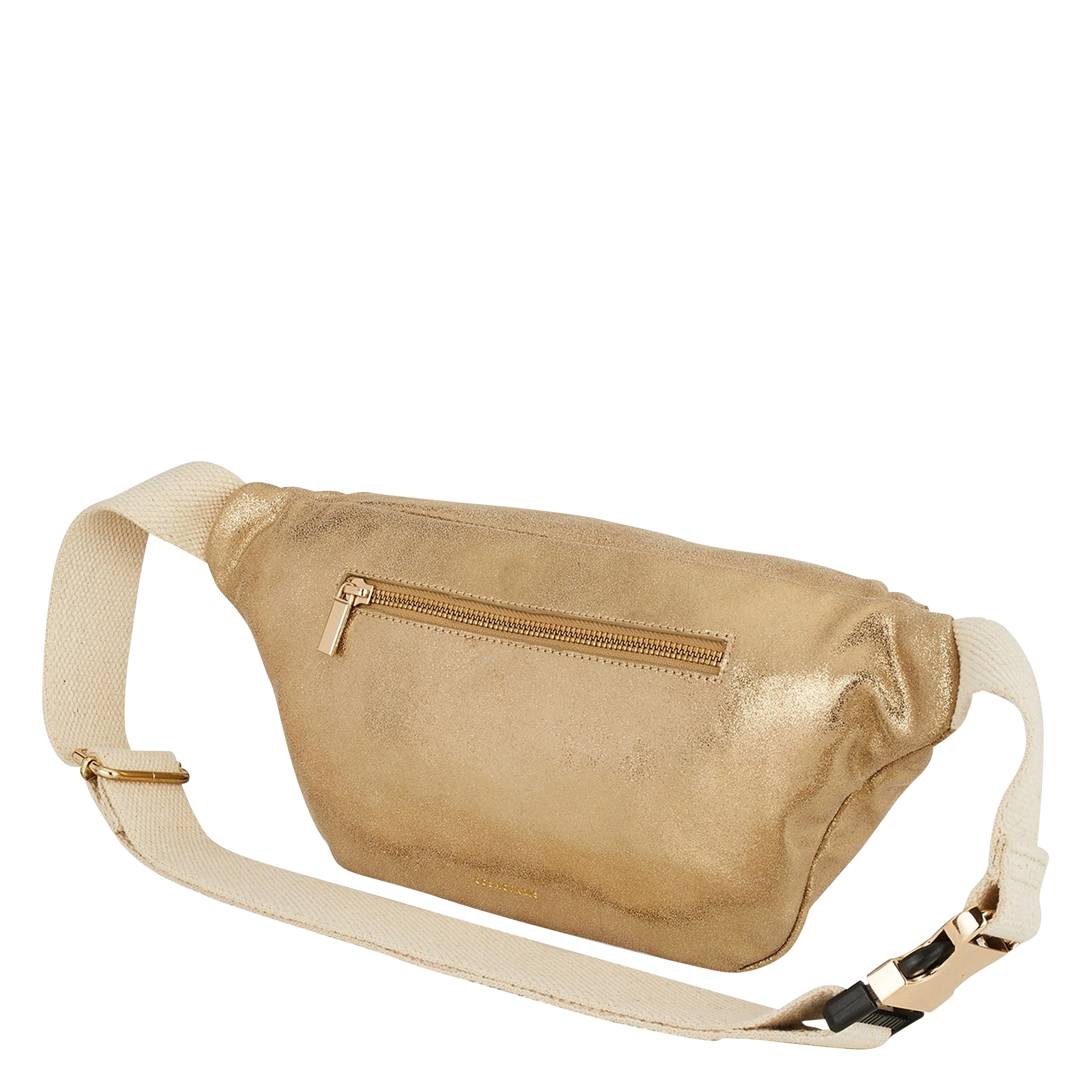 OLIVIA - Sac banane en cuir métallisé | Doré