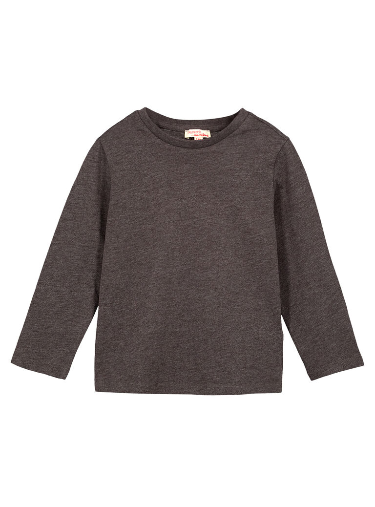 Tshirt Uni GRIS ANTHRACITE CHINE Manches longues