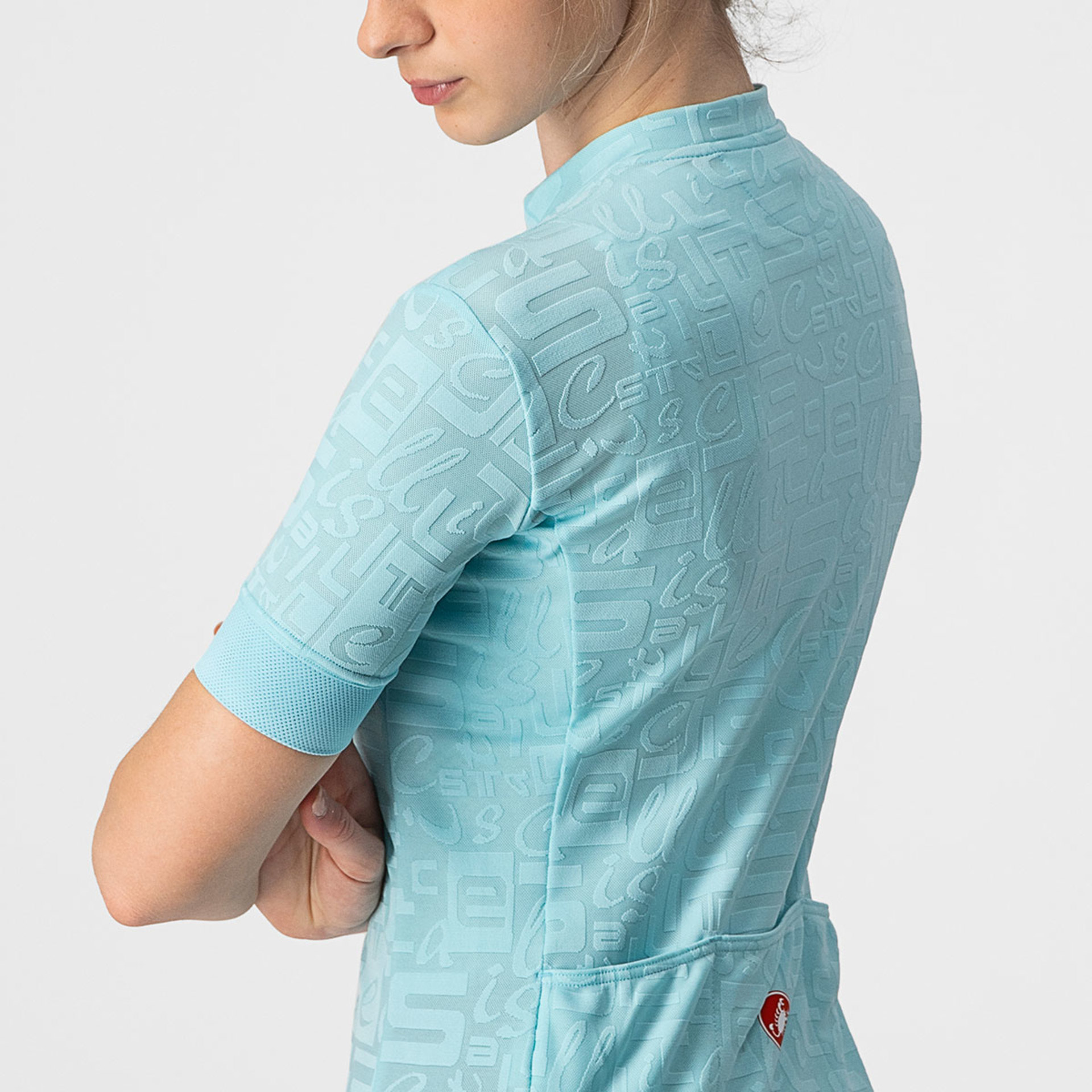 Castelli Promessa Jacquard Fietsshirt Korte Mouwen Blauw Dames