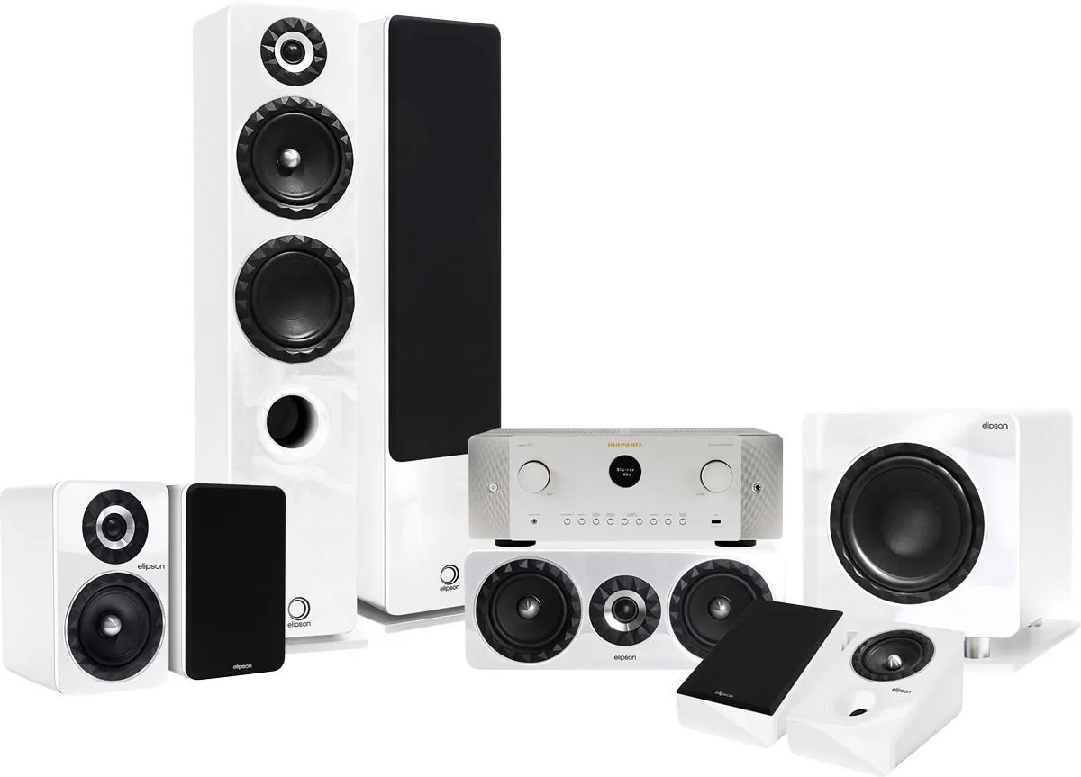 Marantz Cinema 60 DAB Silver Gold   Elipson Prestige Facet 14F System 5.1.2 Blanc Chaînes Grand Spectacle