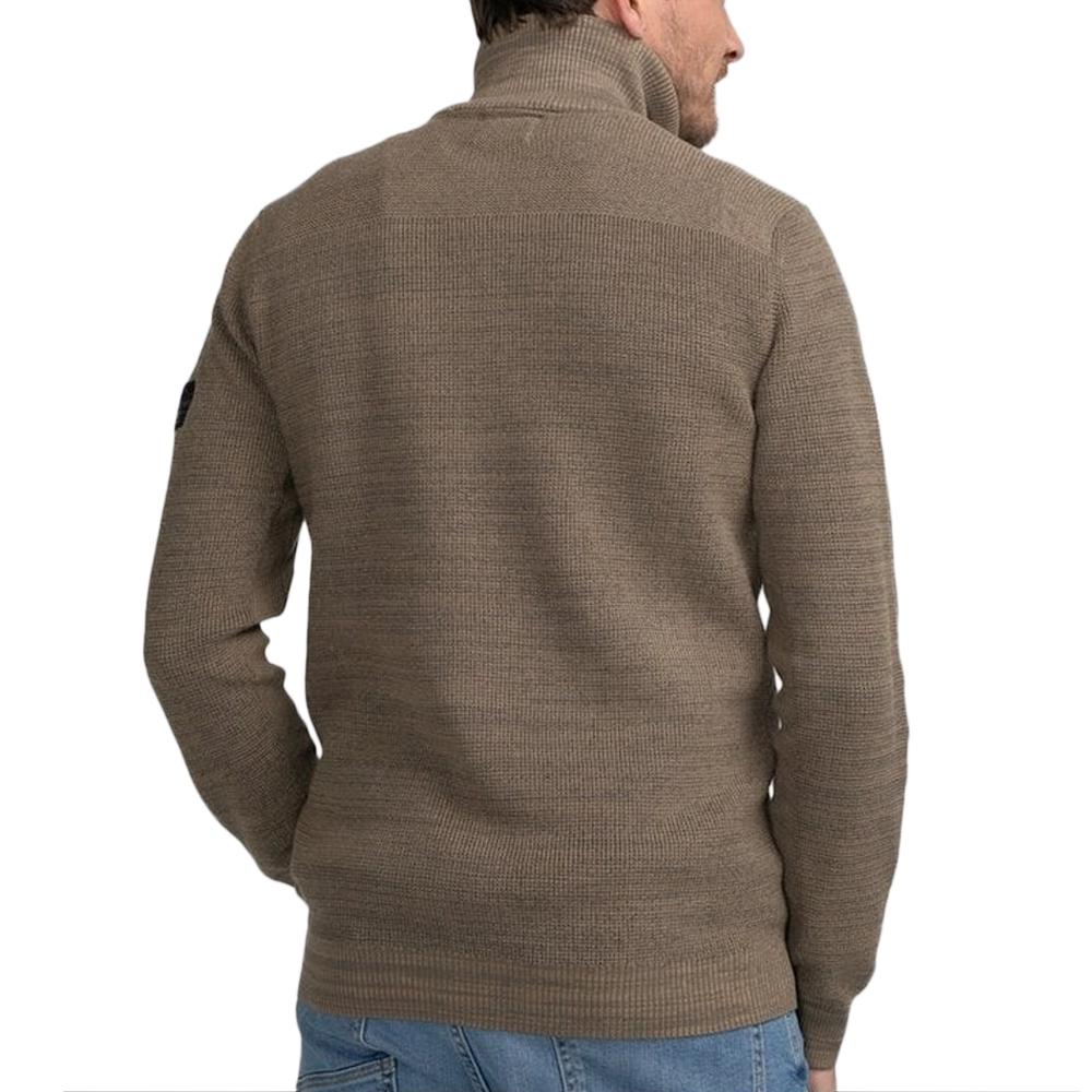 Petrol Industries Pull Zippé Marron Homme Petrol Industries Knitwear Collar