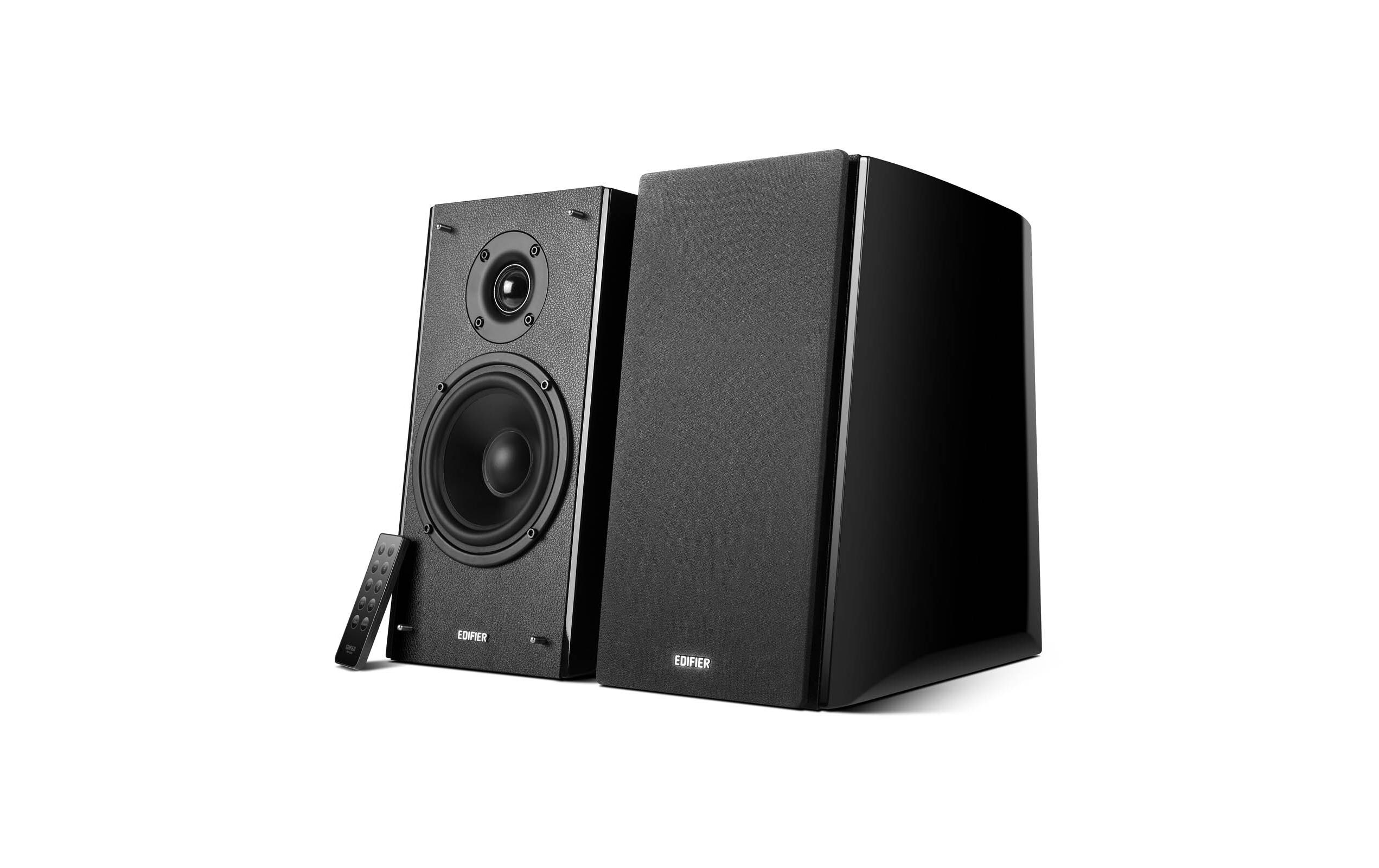 Regallautsprecher Paar R2000DB Schwarz<br>Aktive 2.0 Regallautsprecher mit 120 Watt Ausgangsleistung, Bluetooth, 2x Cinch- und 1x Optisch Eingängen