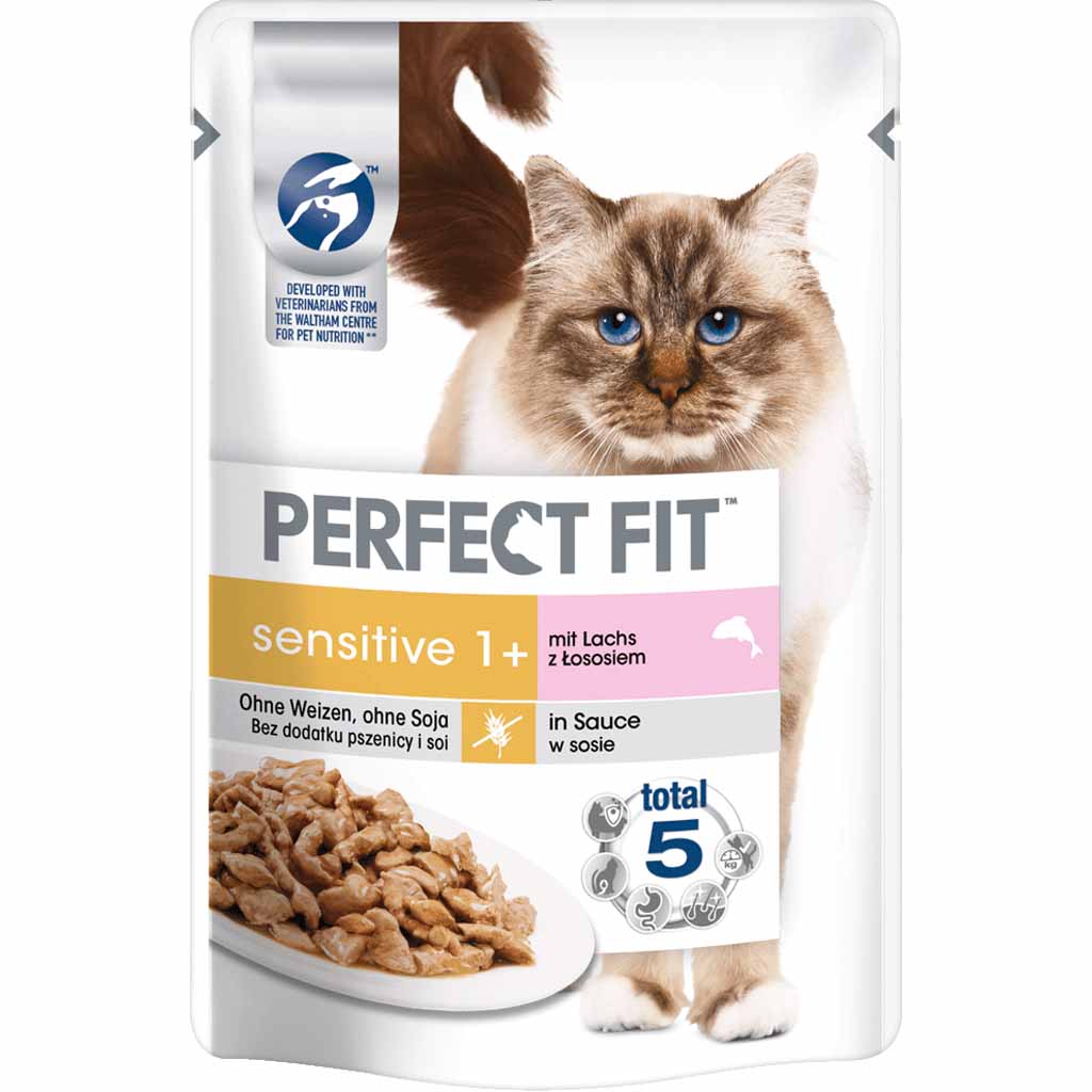 Perfect Fit Sensitive 1+ in Sauce mit Lachs 12x85g=1020g MHD:26.9.26