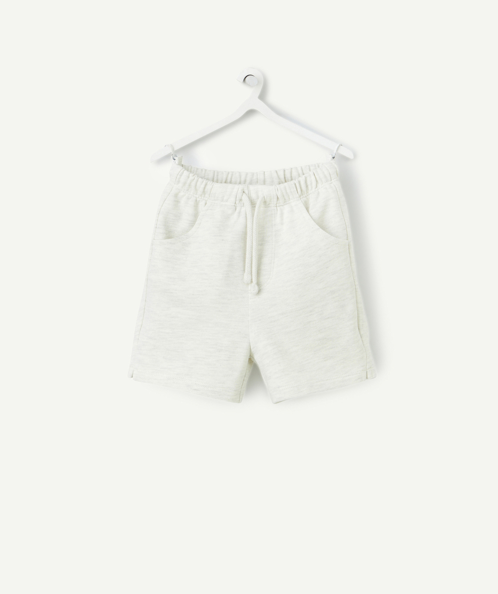 bermuda bébé garçon en coton biologique écru chiné