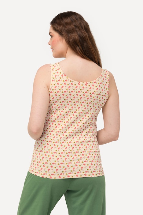 Tanktops, 2er-Pack, Blüten/einfarbig, V-Ausschnitt, ärmellos