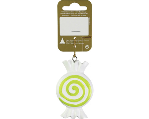 Kerstdecoratie hangend snoep 4,8 x 8 cm wit
