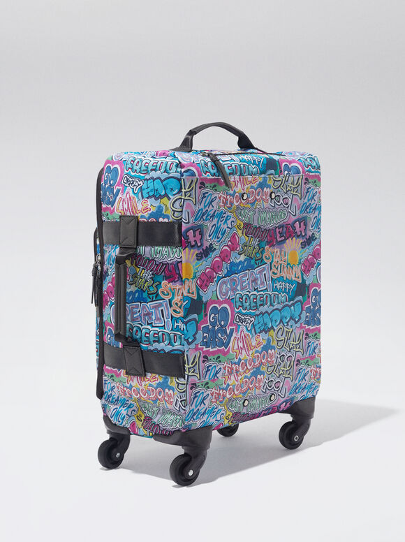 Mala de viagem de nylon estampada - Azul