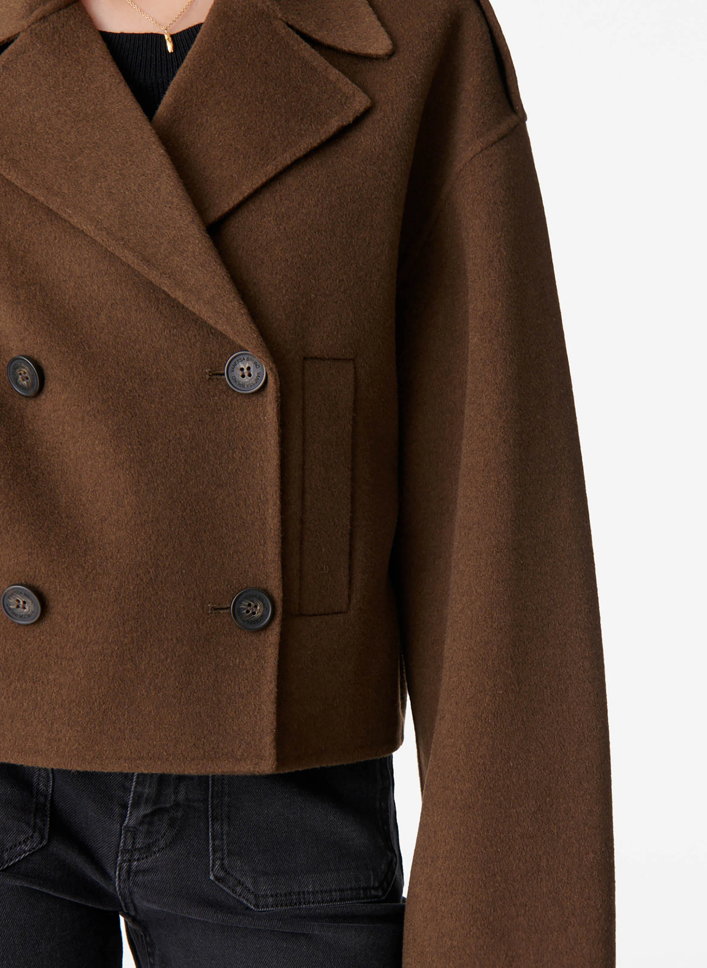 BERAN - Manteau court en laine mélangée | Kaki