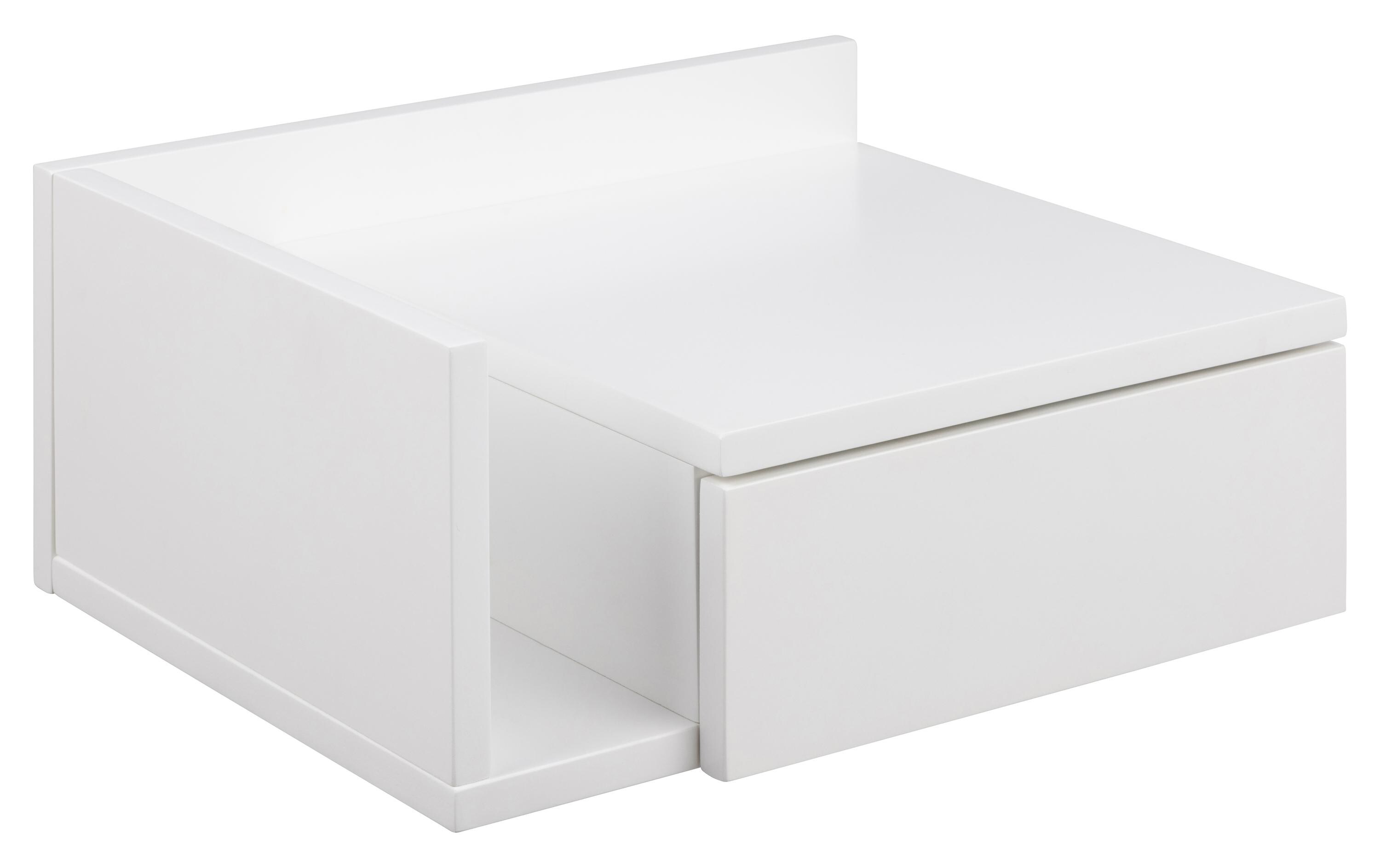 Nachttisch Ashlan 40 cm x 16.5 cm, Weiss glanzBeistelltisch
