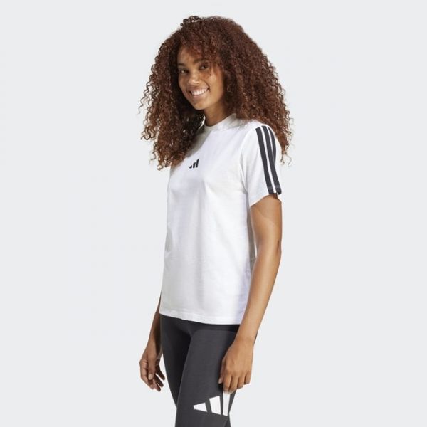 Adidas T-Shirt Essentials 3 Stripes Cotton White / Black 2 S