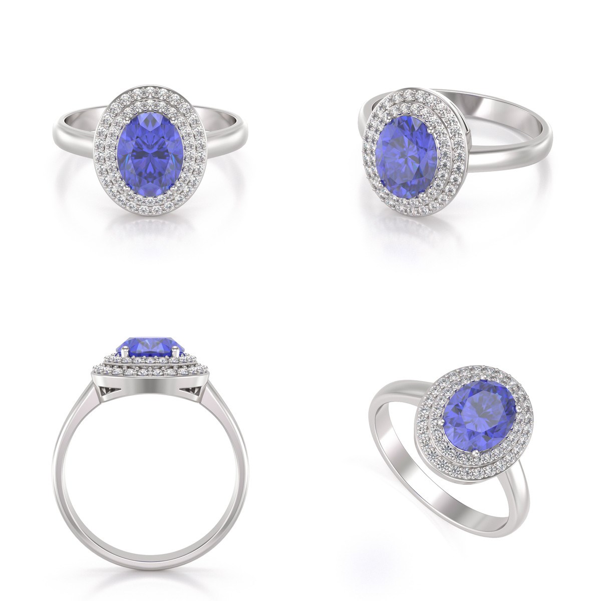 Bague Or Blanc 750 & Tanzanite | Sertie de 51 Diamants - Aden
