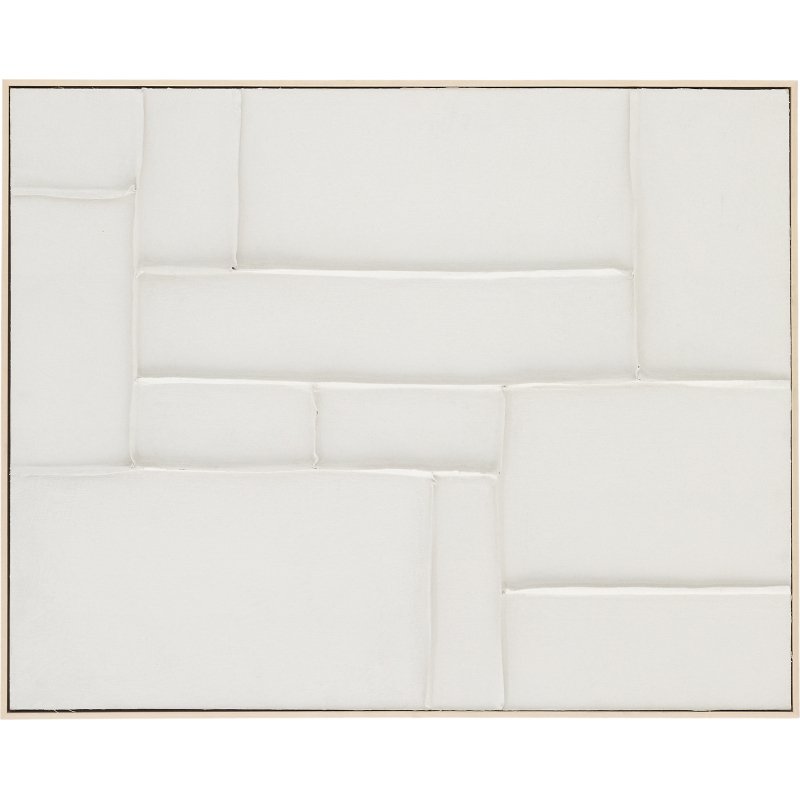 Tableau Klis en lin avec formes géométriques blanc 80 x 100 cm