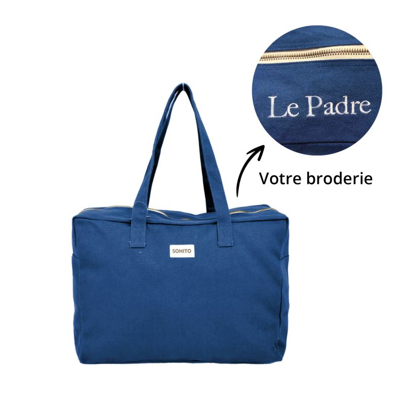 Sac de voyage Gael à broder 43 cm Bleu