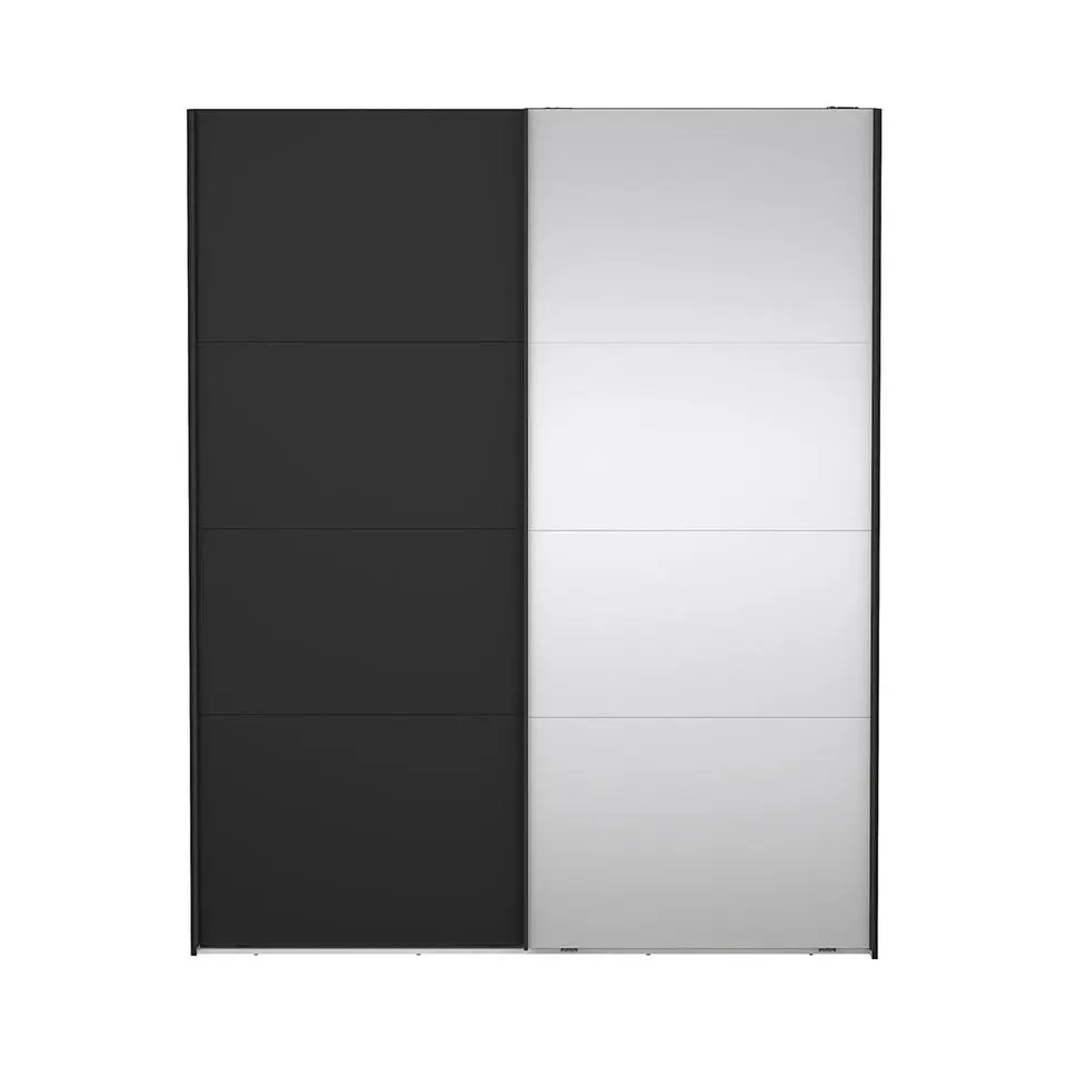 Hioshop Catania schuifdeurkast 2 deuren 180x220cm mat zwart