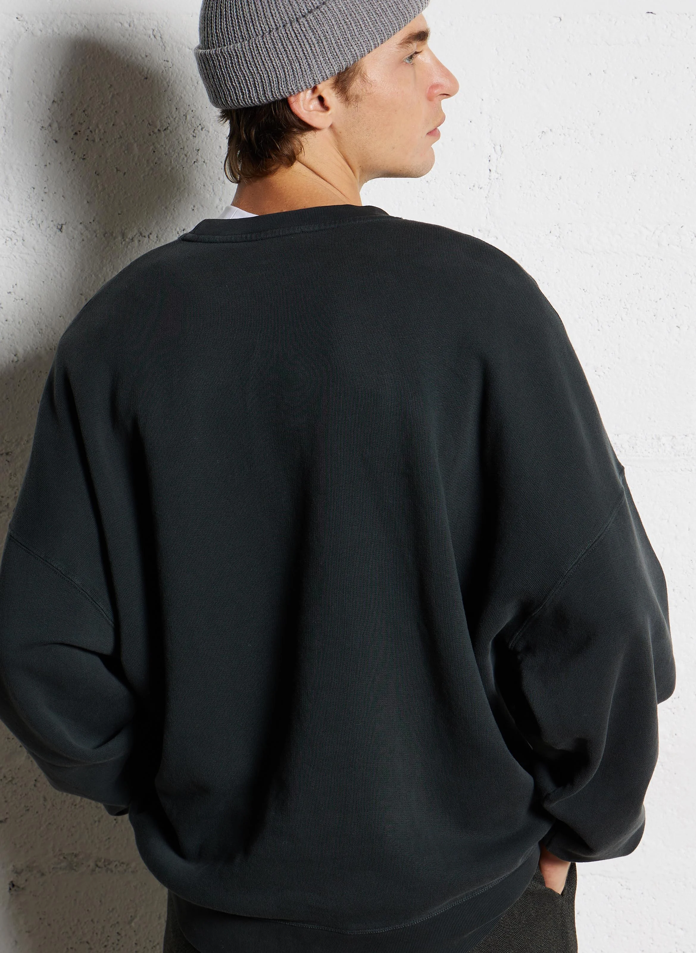 IZUBIRD - Sweat oversize col rond en cootn mélangé | Gris