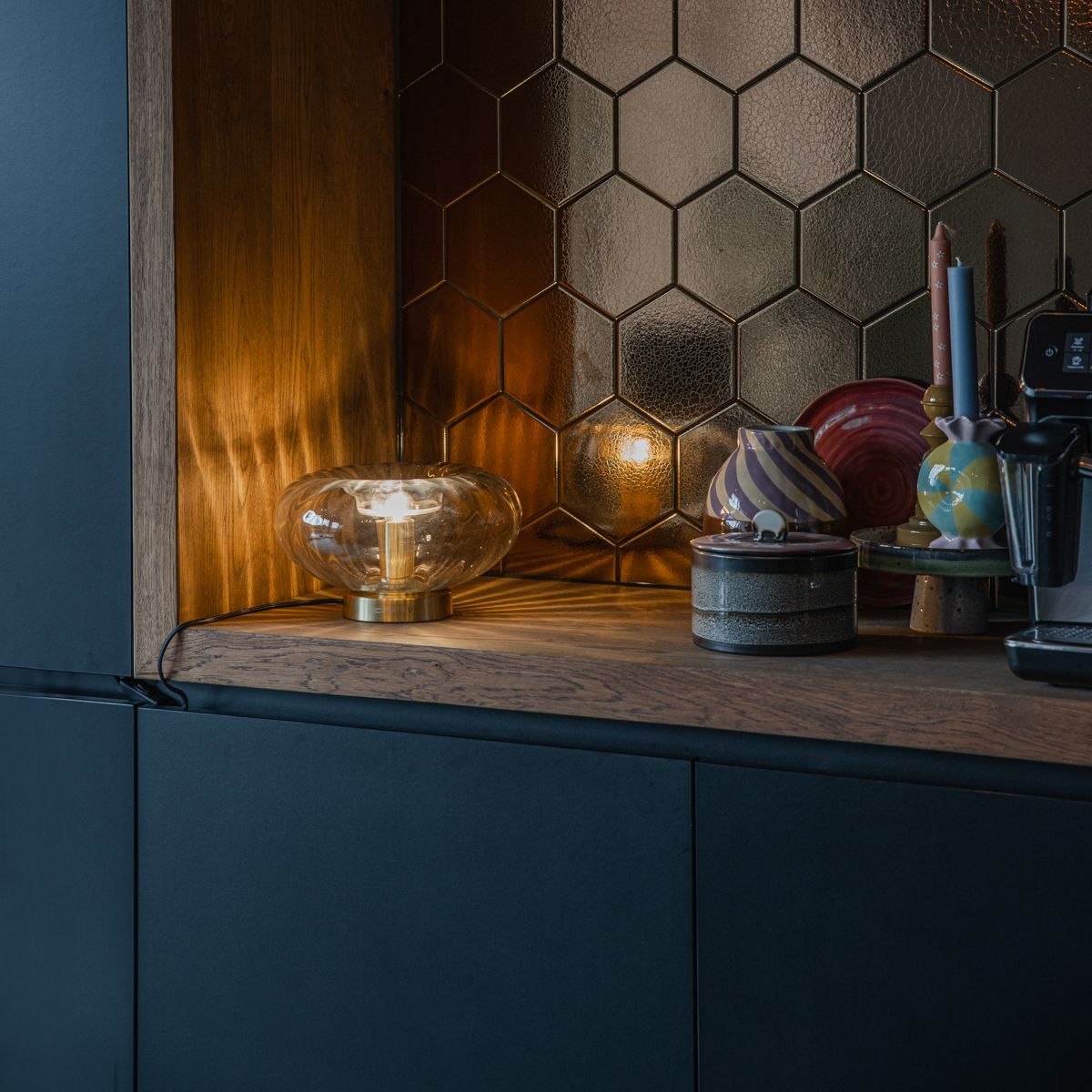 Art Deco tafellamp goud met glas - Ayesha