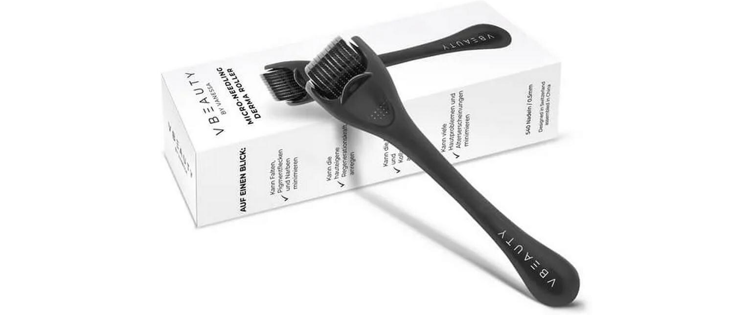 Microneedling Derma Roller Schwarz MattDerma Roller regt die Produktion von Kollagen und Elastin an