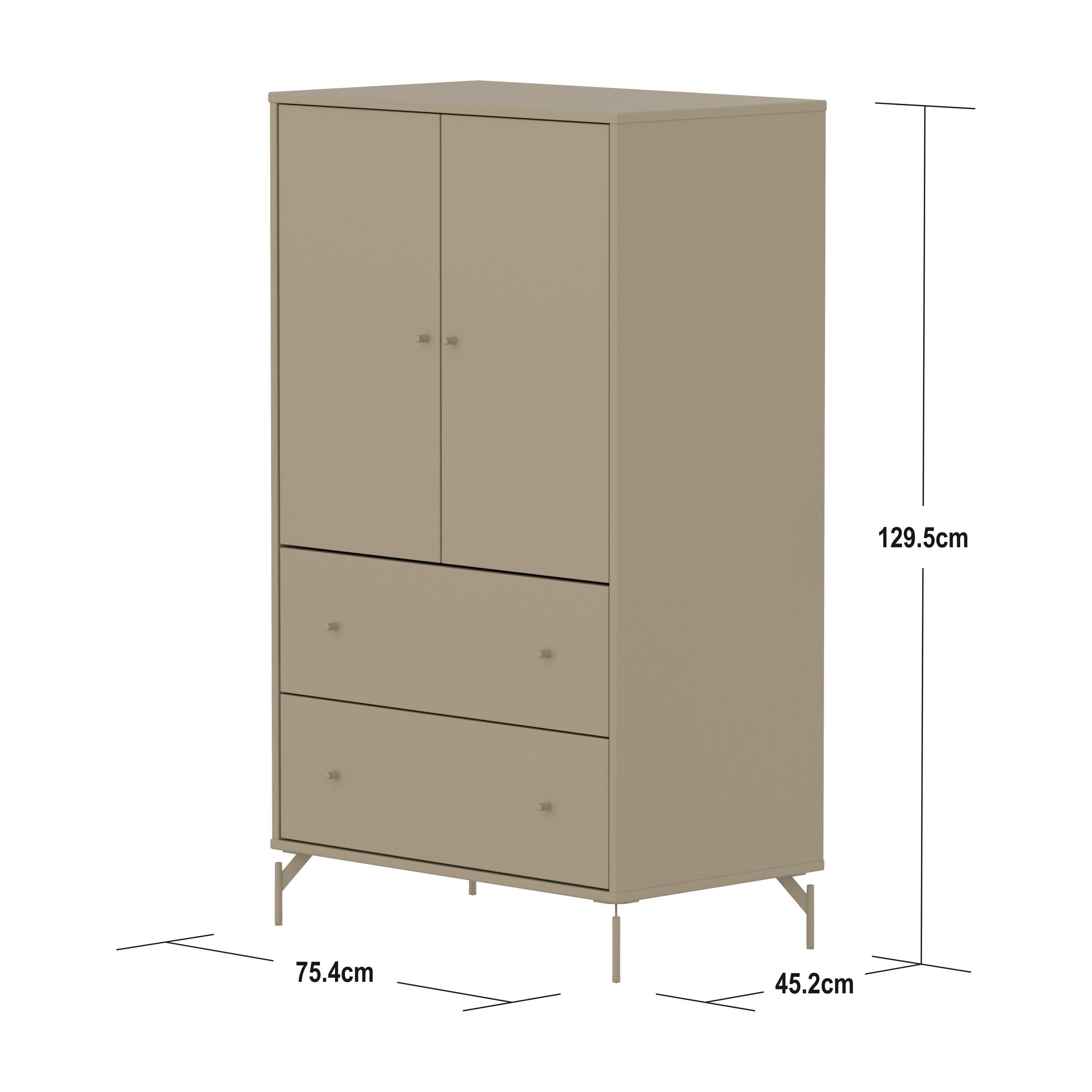 SAGA Schrank mit Schubl oat,oat kno/Füss - Oat / B: 75.0 cm x T: 45.0 cm x H: 129.5 cm
