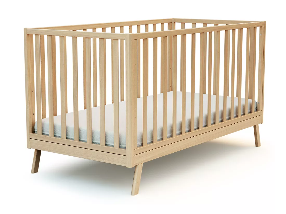 Lit cabane bébé évolutif en bois CONFORT Hêtre Verni 70 x 140 cm