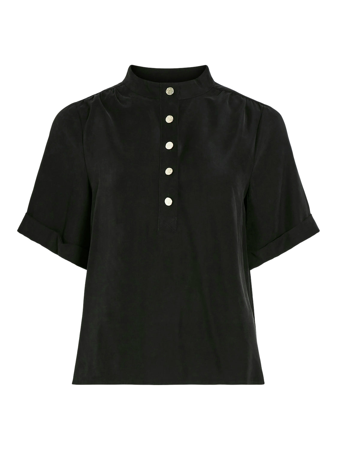 Vila  Vigalato High Neck bluse - Black Beauty