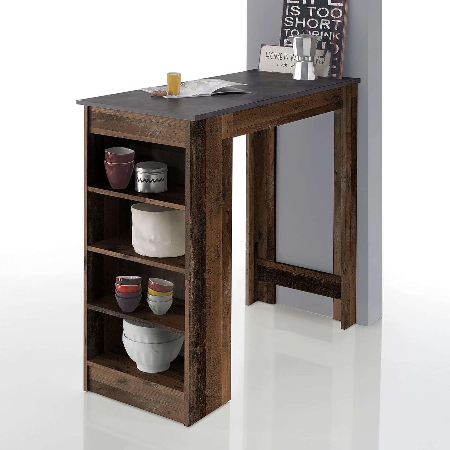 MOJITO Moderner Bartisch in Matera, Old Style Optik - Platzsparende Theke für Küche & Esszimmer - 115 x 103 x 50 cm (B/H/T)