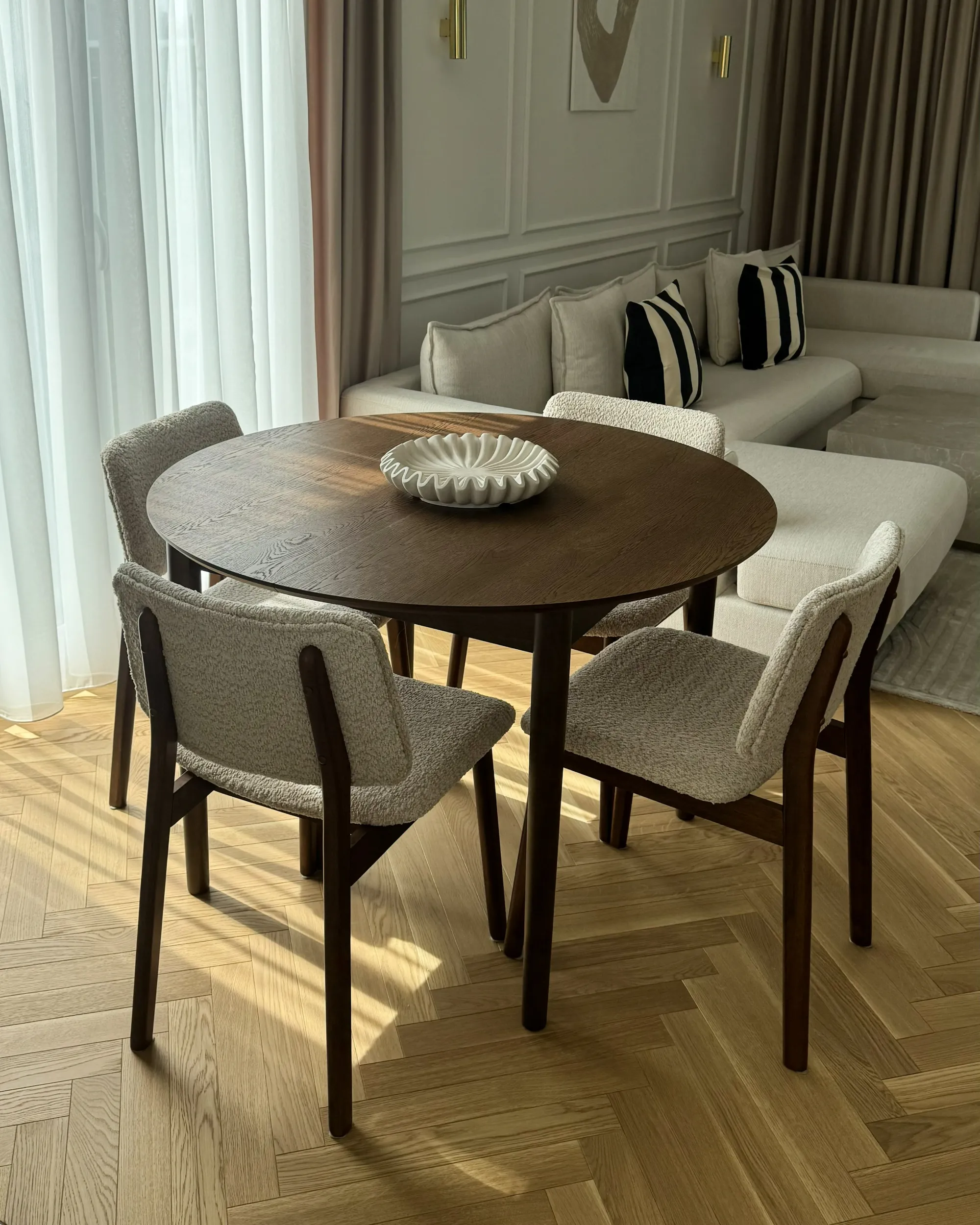 Set van 2 eetkamerstoelen BLANE Bouclé Donkerbruin/beige