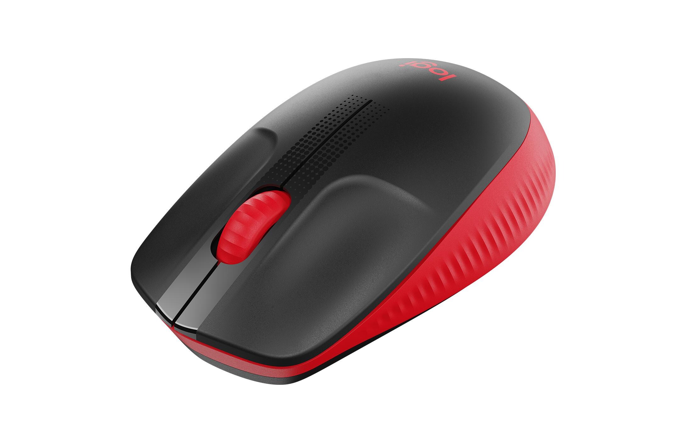 Maus M190 Rot/Schwarz, kabellosUniverselle Arbeitsmaus für alltägliche Büroarbeiten
