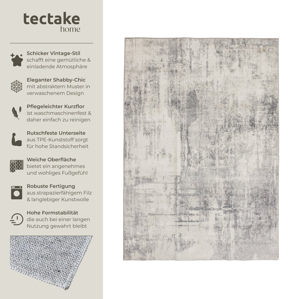 Vintage design tapijt tectake Nadira, diverse maten, antislip achterkant