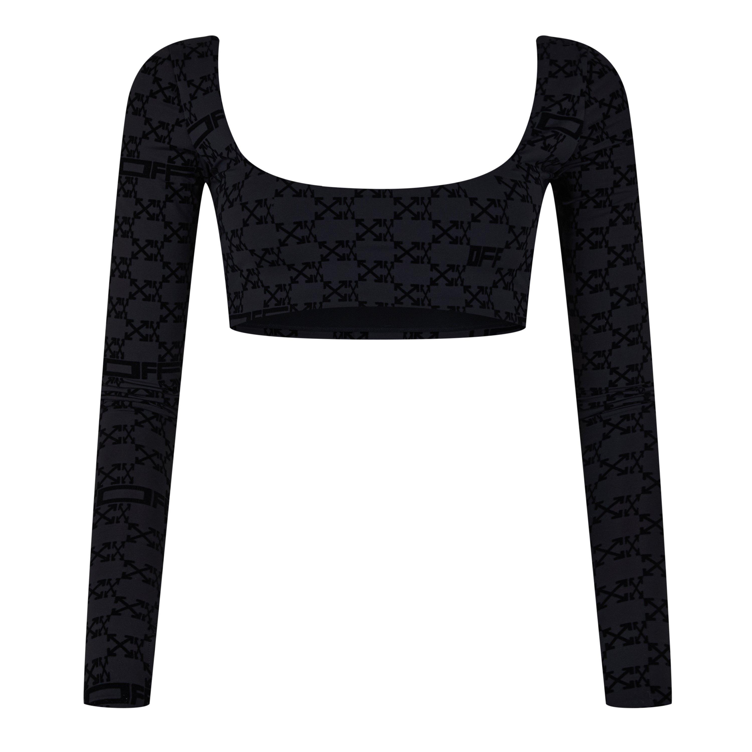 Off White Monogram Long Sleeve Crop Top