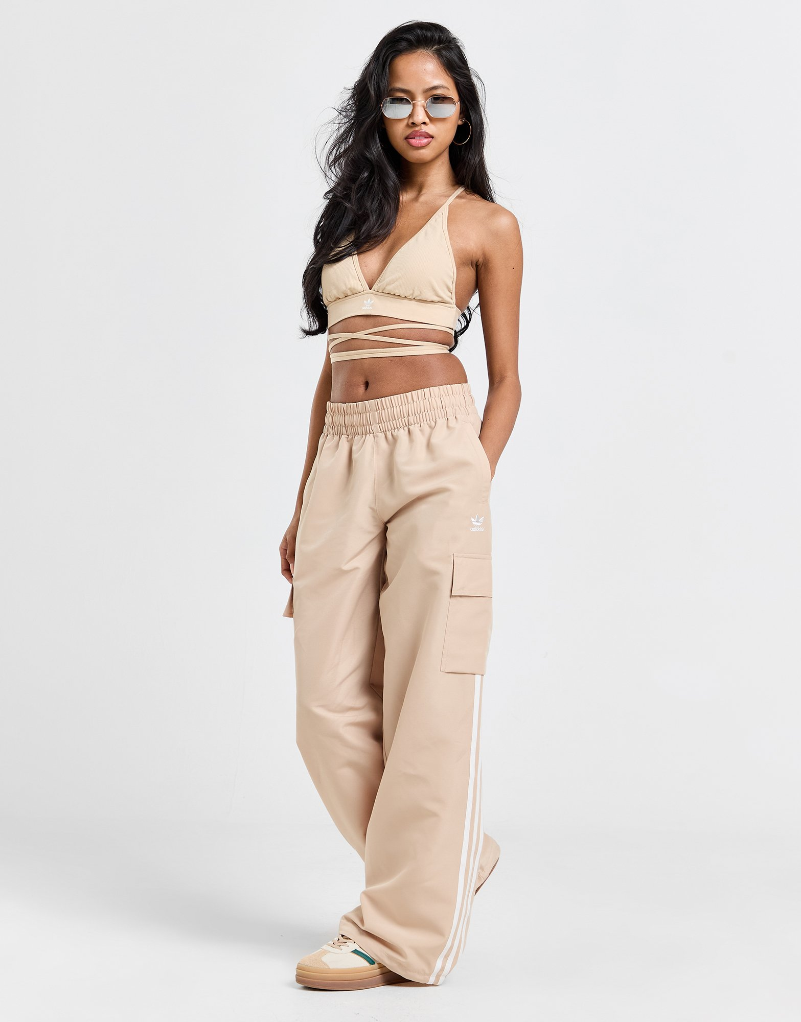 adidas Originals Pantalon Cargo Wide Leg 3 bandes Femme