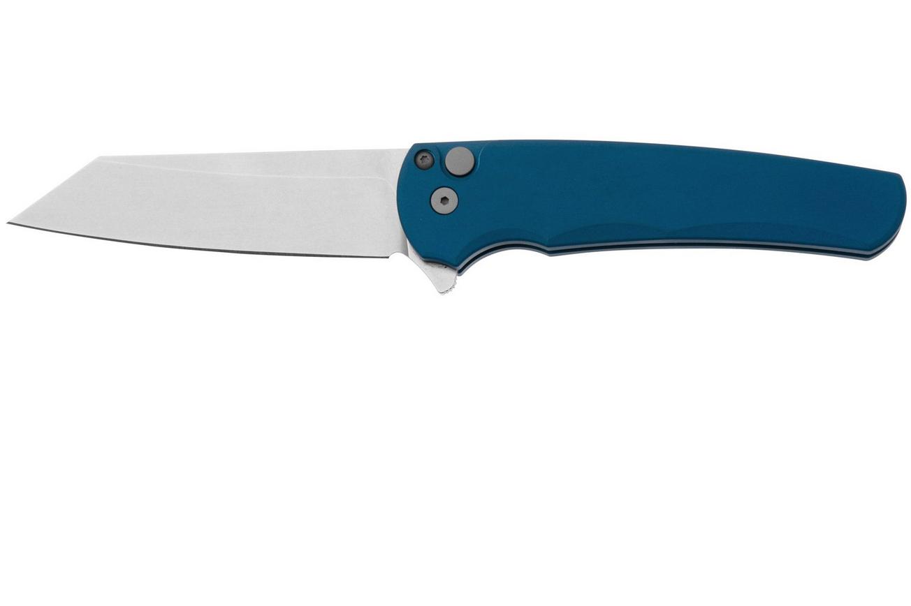 Pro-Tech Malibu 5401-BLUE Stonewashed MagnaCut Reverse Tanto, Blue Aluminum zakmes