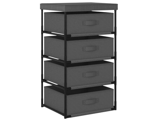 VIDAXL - Armoire étagère de rangement avec 4 paniers en tissu acier gris