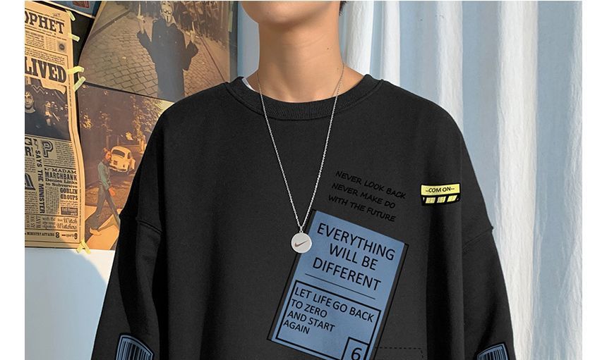 POSI - Losse sweatshirt met ronde hals en letterprint